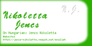 nikoletta jencs business card